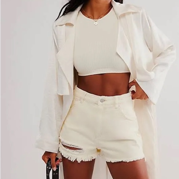 Rolla’s Original Cut Off High Waist Denim Jean Shorts White 25 - Picture 15 of 16